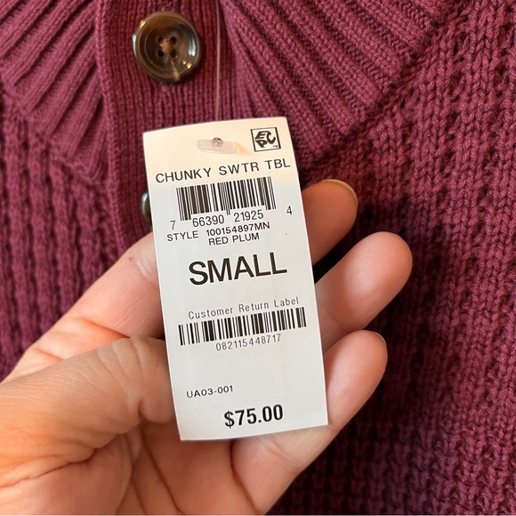 Club Room Chunky Sweater Mens Small S Waffle Knit Cardigan Mock Neck Long Sleeve - Picture 5 of 11